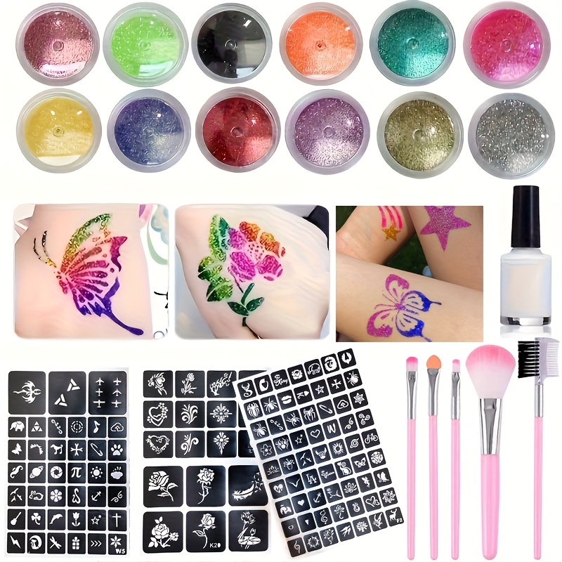 Body Jewelry Glue - DIY Flash Tattoo, 12 цветов блеска,
