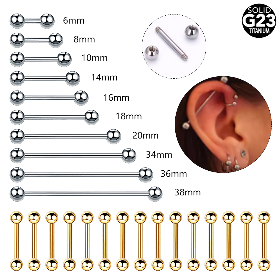 Industrial Barbell Long - 1/5 шт., титановая внешняя нить, спираль
