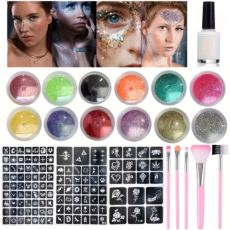Body Jewelry Glue - 12 цветов блестящей флэш-тату «сделай сам»,