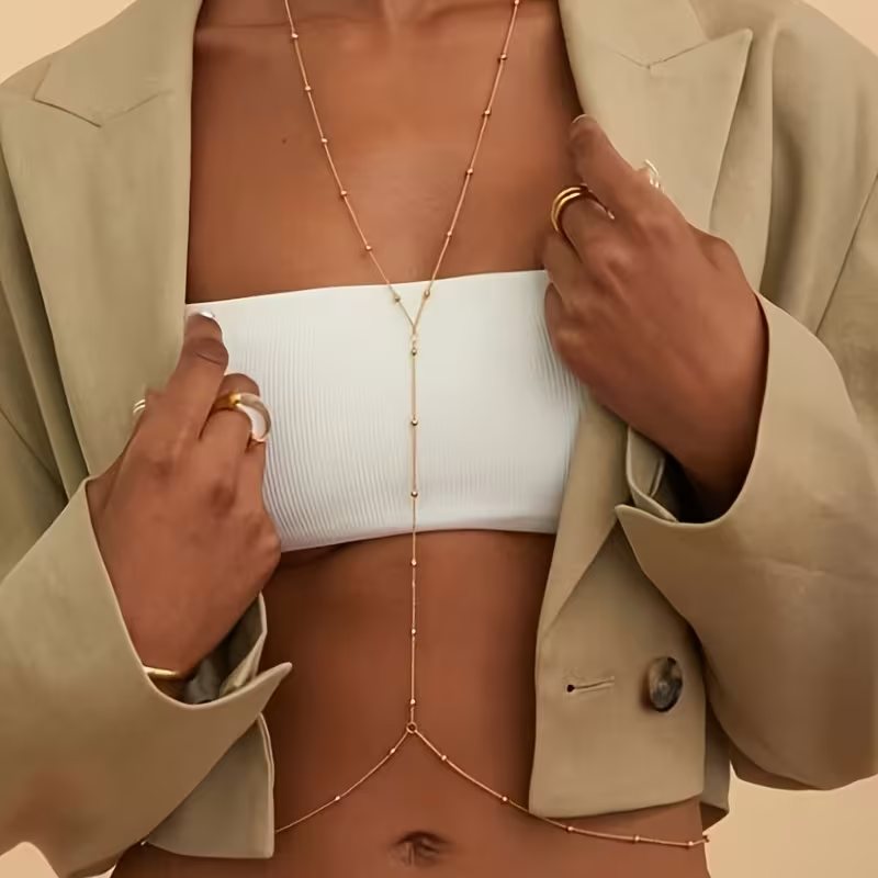 Body Jewelry For You - Модная простая цепочка с бусинами в