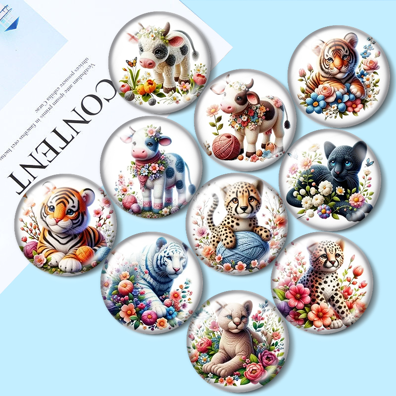 Body Jewelry Top - Стеклянные кабошоны с мультяшными изображениями льва,