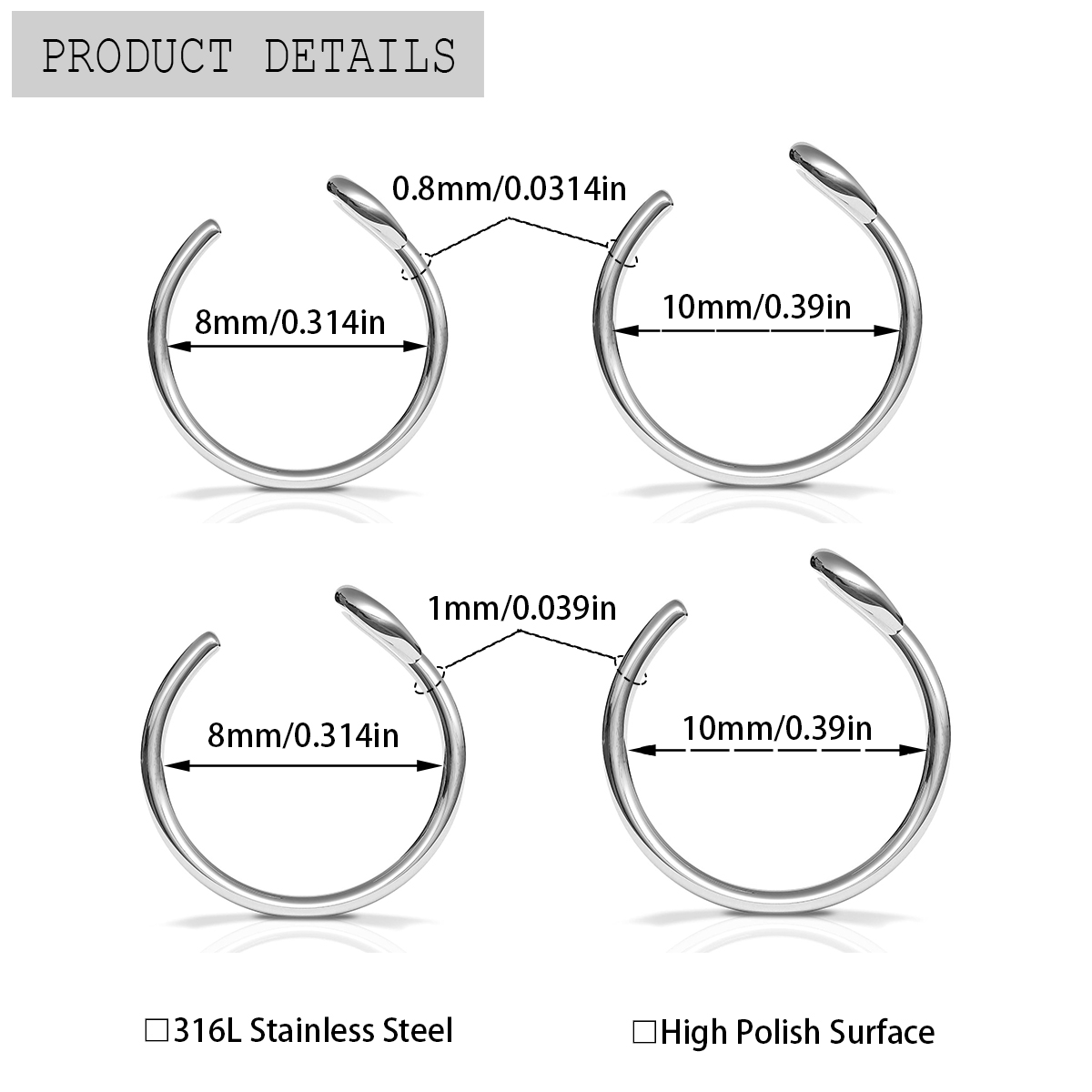 2 шт. кольца для носа из нержа – обзор и цена Body Jewelry Types