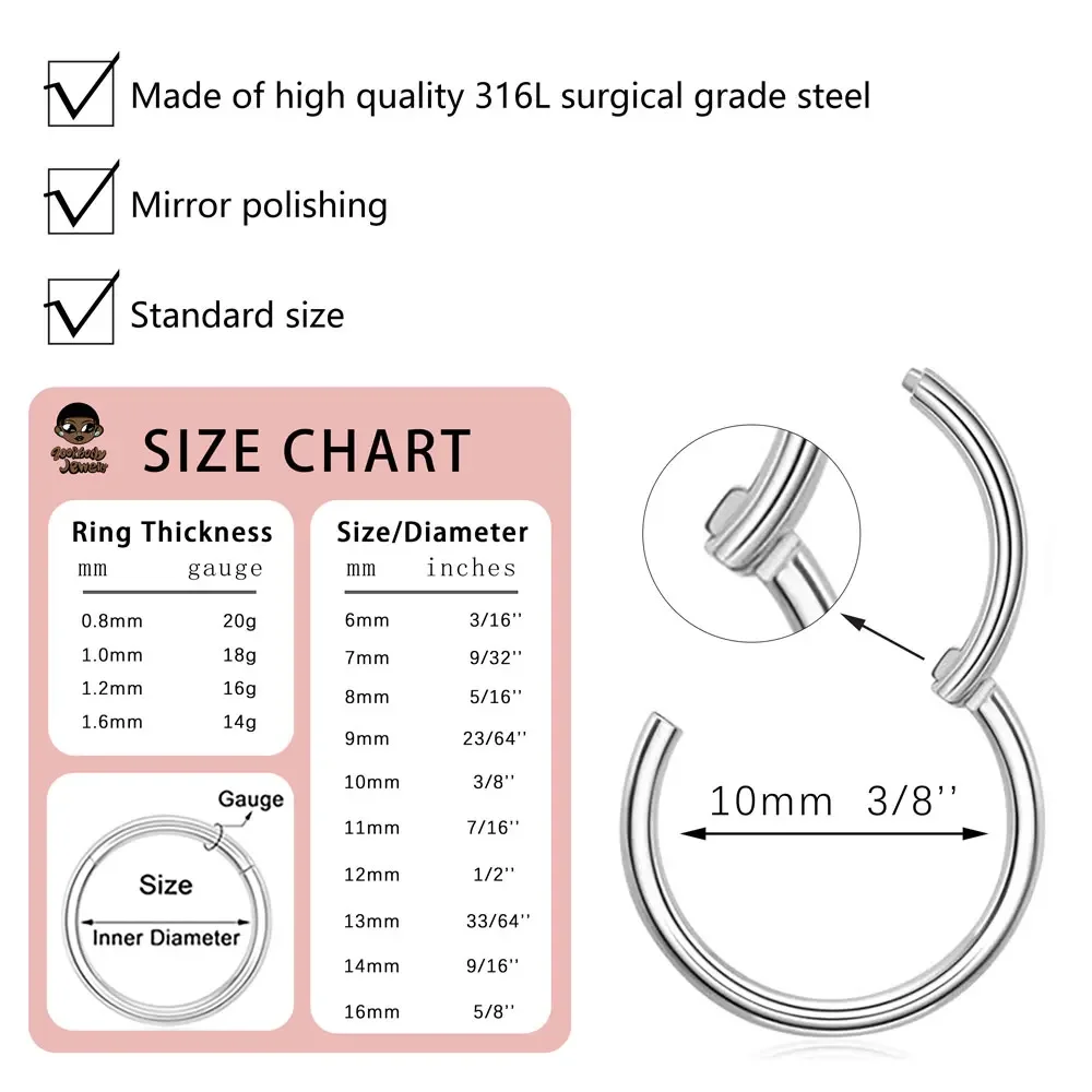 10 шт., кольцо в носу из нержа – обзор и цена Body Jewelry Quality